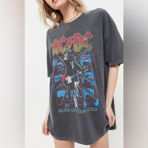 UO Urban Outfitters AC/DC Oversized T-Shirt Dress/Graphic Tee size L/XL